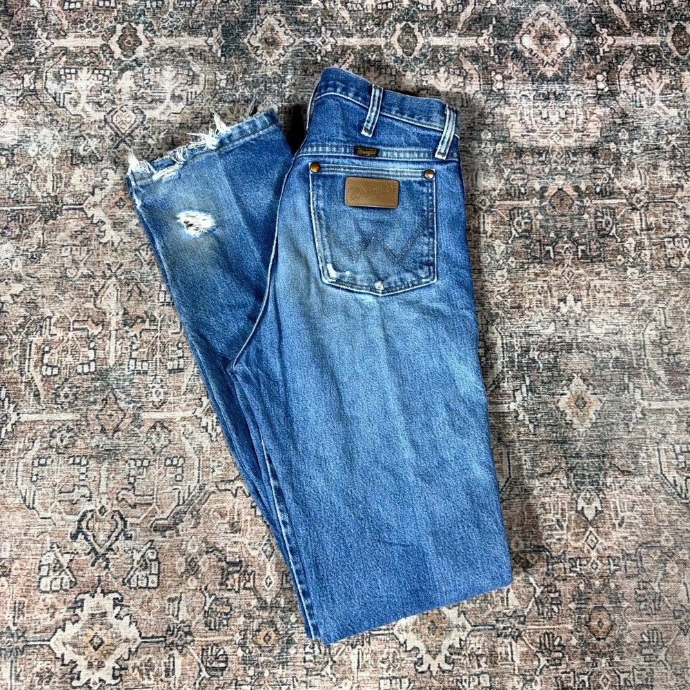 Wrangler 13mwz Cowboy Cut Jeans Men's 30x34 Blue Denim Straight Faded Workwear